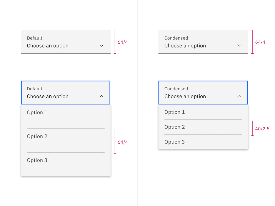 Sizes for dropdown